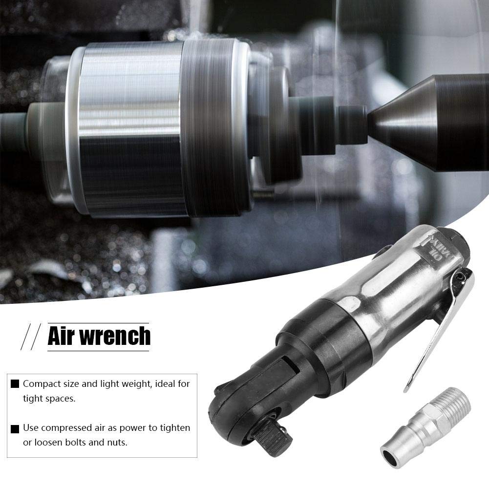 Akozon Adjustable Air Ratchet Wrench, 1/4" Square Drive, for Machine Building and Automotive Industries