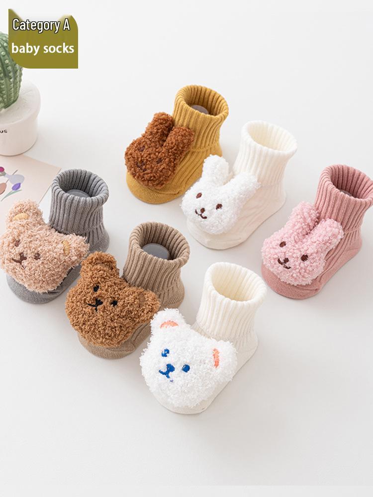 Newborn Cartoon Mid-Calf Non-Slip Cotton Socks for Boys and Girls - Spring/Autumn