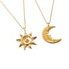 Stainless Steel Large Size Sun & Moon Pendant Necklaces For Women Vintage Jewelry Decoration Gold Women'S Necklaces