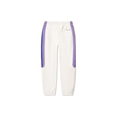 Li Ning Reignite Series Drawstring Color Block Casual Knitted Sports Pants Unisex Pants Off-White AKLU237-3