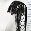 1Pcs Beaded Wedding Dress Shoulder Patches Vintage Heavy Embroidery Tassel Three-Dimensional Crystal Pendant