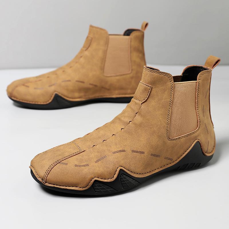 

Мужская обувь осень и зима новая модная универсальная мужская обувь челси с высоким голенищем в британском стиле легкая повседневная на мягкой подошве ботинки Мартина 48 хаки