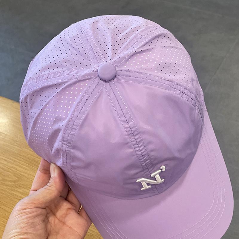 Letter N Embroidery Summer Baseball Cap For Women Men Quick Drying Mesh Breathable Peaked Hat Solid Color Outdoor Sunshade Caps