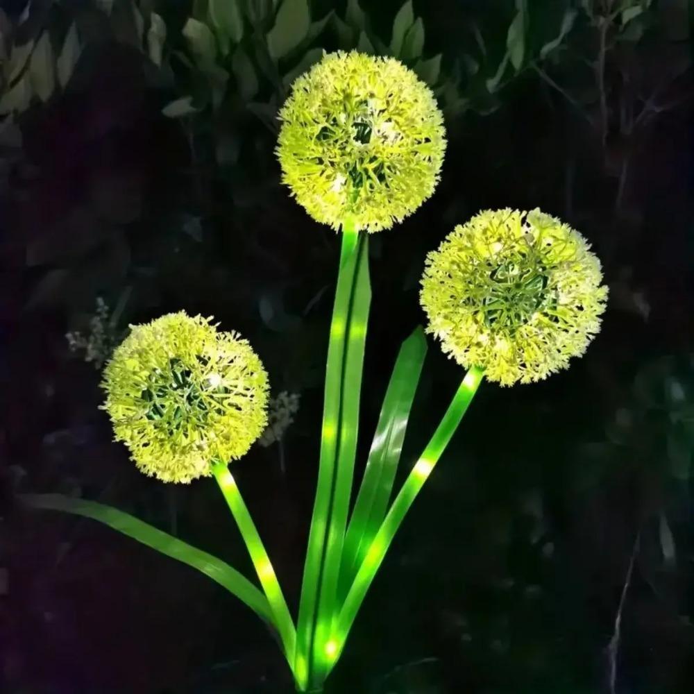 Solar-Powered Dandelion LED Garden Light Warm/colorful 3 Heads Dandelion Head Light for Garden Lawn Patio Pathway, Festive Outdoor Lighting Decor