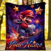 Custom Name Super Mario Galaxy Adventure. Flannel Fleece Blanket Cozy Warm Throw Blanket For Couch Bed Travel All Season Use