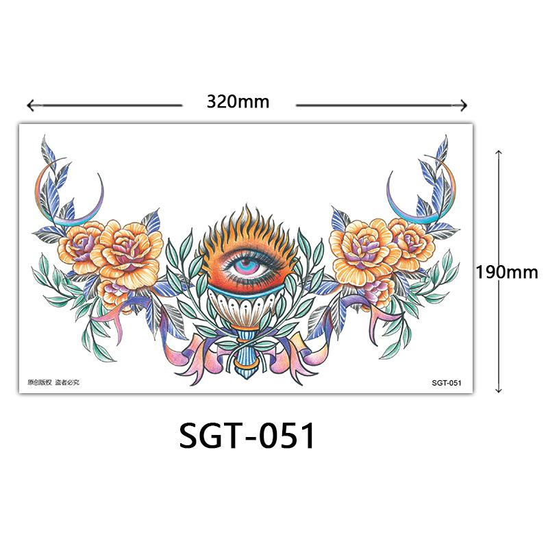 Flower Chest Tattoo Sticker, Chest Tattoo Sticker, Color Half Nail Large Picture Tattoo Sticker