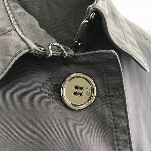 Coach /Stand Collar Coat/Outerwear/XS/Black/Spring Hook/Fully Lined/Striped Lining/Logo Buttons/Knee Length(USED)
