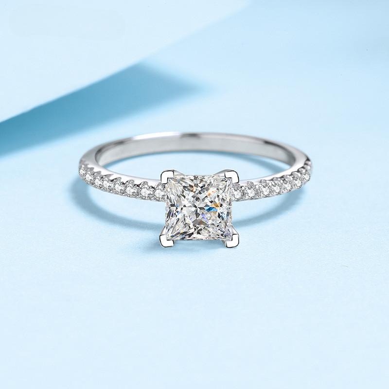 GRA-zertifizierter Moissanit in D-Farbe mit hoher Klarheit, 1,0 Karat Sterlingsilber, Ehering mit superglänzendem Diamant, Luxusringe, Schmuck