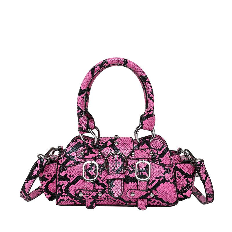 Internet celebrity foreign style small bag 2025 new European and American fashion snake pattern handbag women versatile messenger small square bag pu