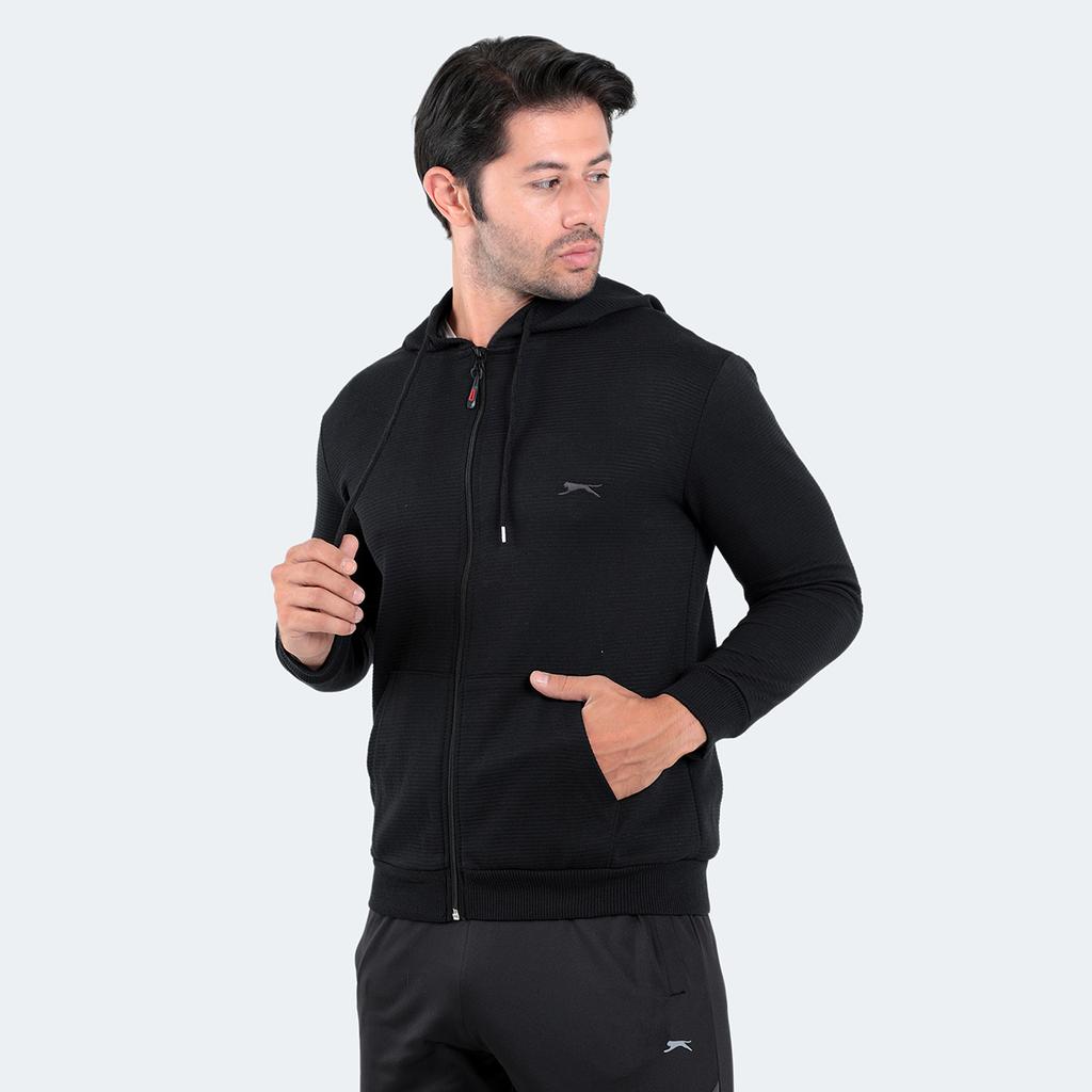 Sweat à Capuche Homme Slazenger – Gris – Taille L – Fermeture éclair – Coton