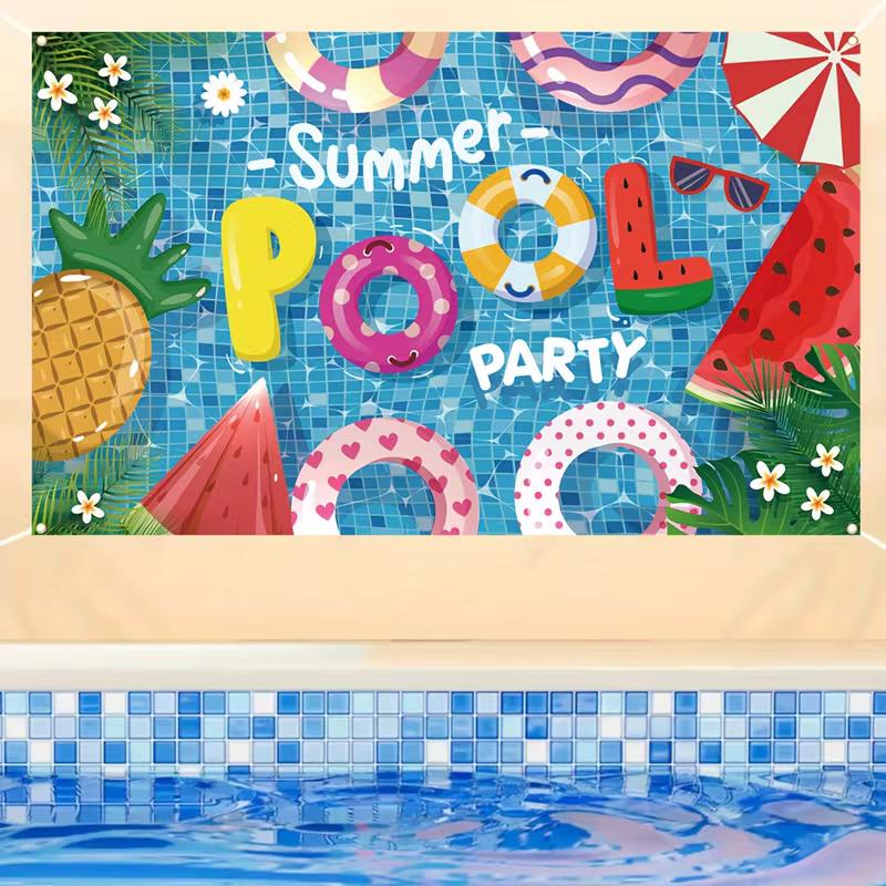 2D Summer Pool Party Backdrop Photography Background