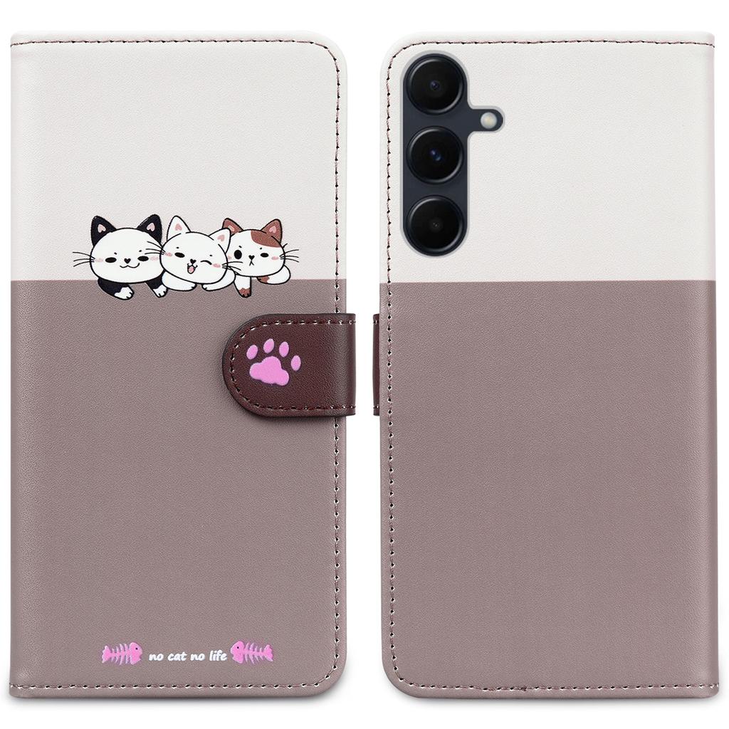 Cartoon Pet Series for Samsung Galaxy A55 5G Wallet Case Splicing Leather Phone Cover