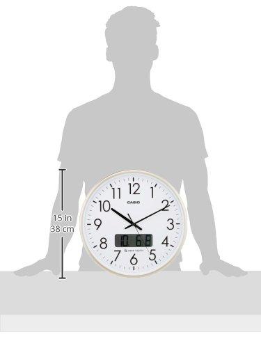 CASIO IC-2100J-9JF Wall Clock, Radio-Controlled, White/Gold, Analog, with Time Signal and Calendar