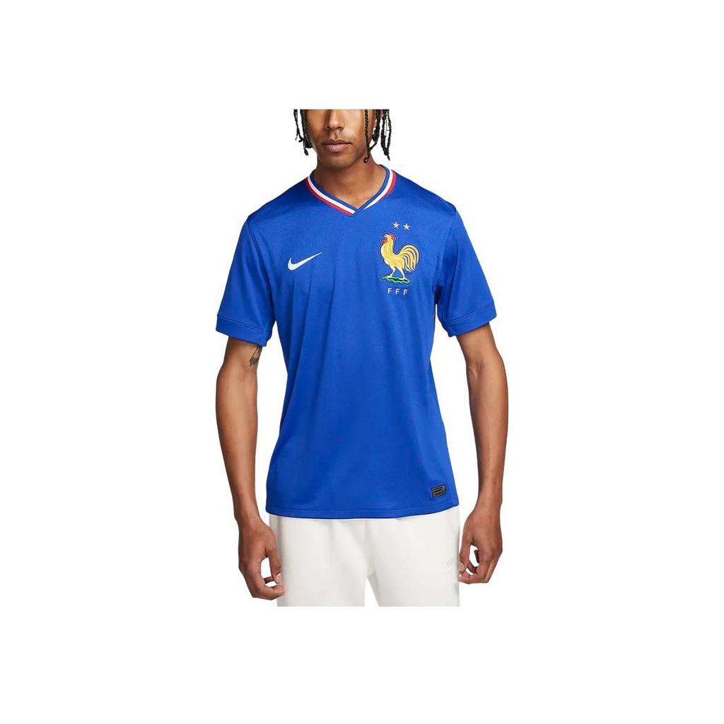 Nike Logo Striped V-Neck Short Sleeve Soccer Jersey Men Tops Blue FJ1259-452