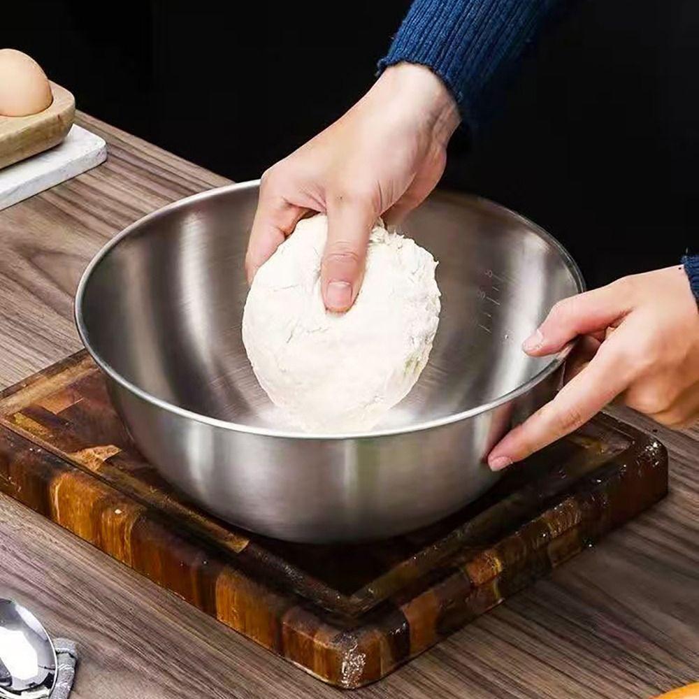 1Pcs Stainless Steel Salad Bowls 17/19/23/25/27cm with Scale Egg Flour Mixing Basin 700/1200/2000/2500/3000ml