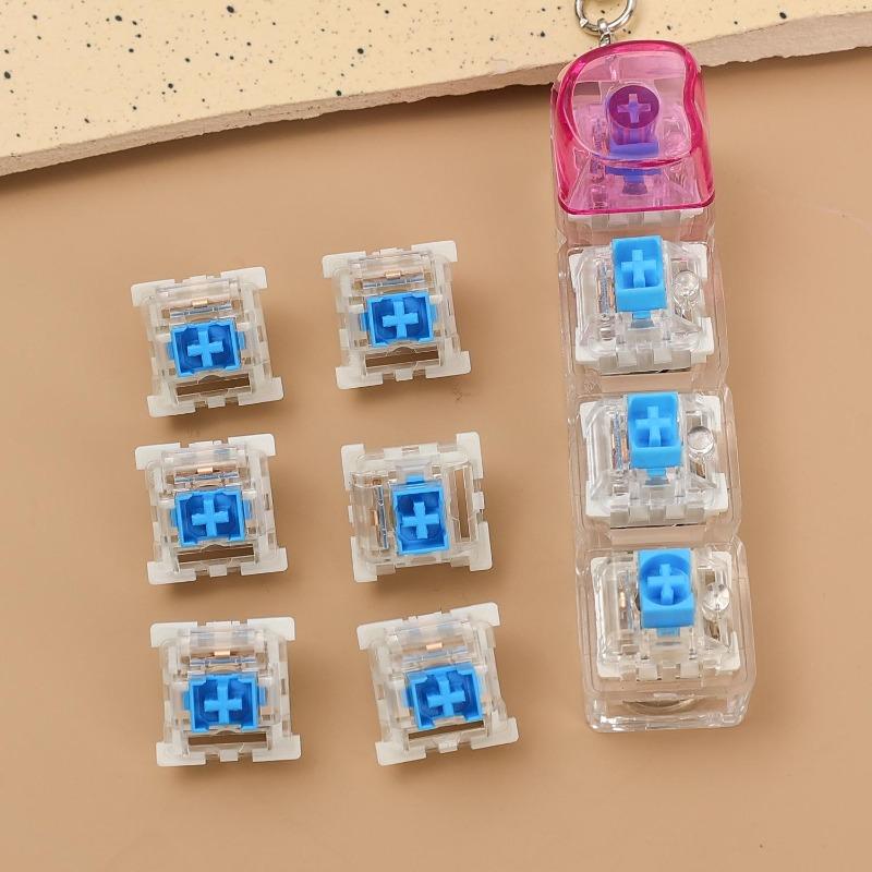 50pcs Fashion Dustproof Blue Push-button Replacement Keyboard Keycap Parts Keychain Decompression Button DIY Keyring Accessories