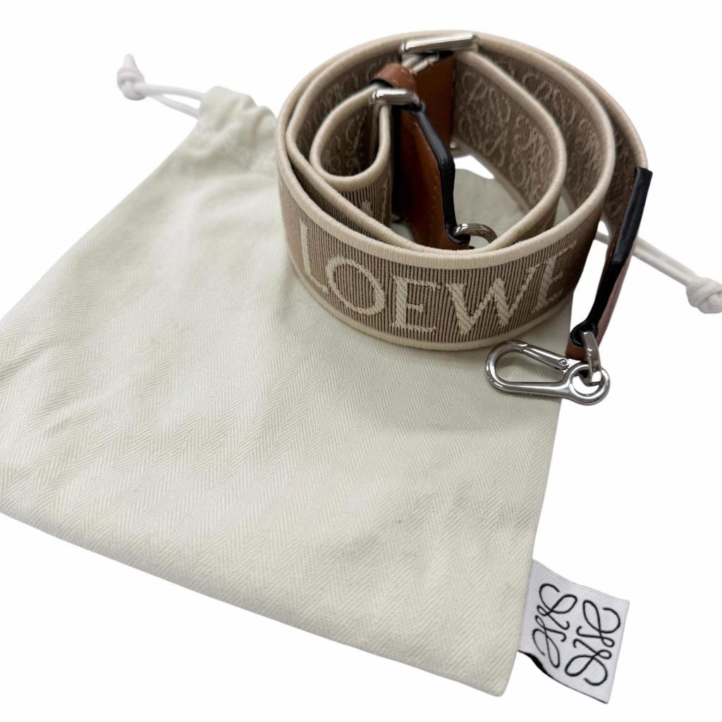Excellent LOEWE Shoulder Strap Anagram Beige Canvas Mens C073T87X01 Used