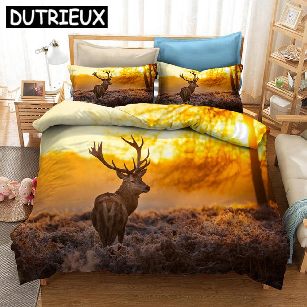 Sunset Deer 3D Printed Bedding Set Duvet Covers Pillowcases Comforter Bedding Set Bedclothes Bed Linen