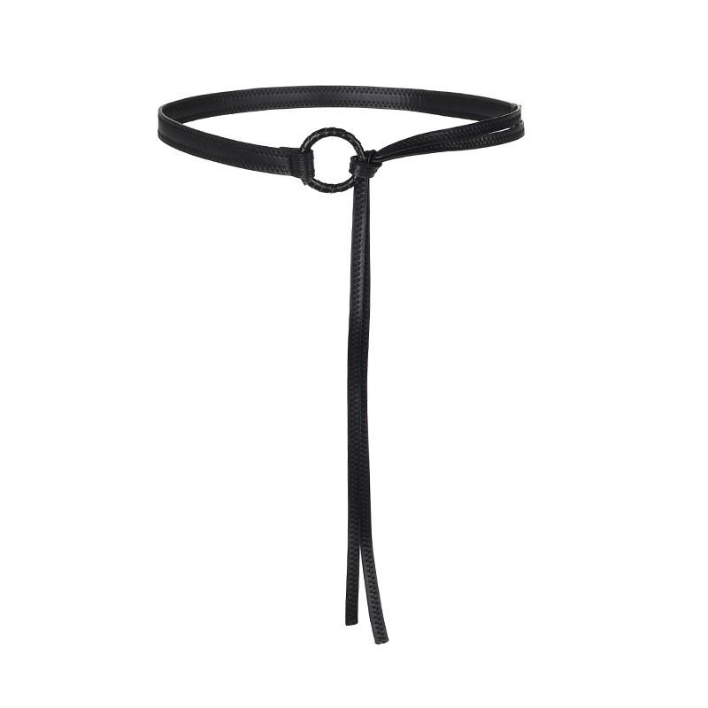 Womens Slim Brown PU Leather Belt Jeans Skirts Vintage Style Casual Waist Accessory Black