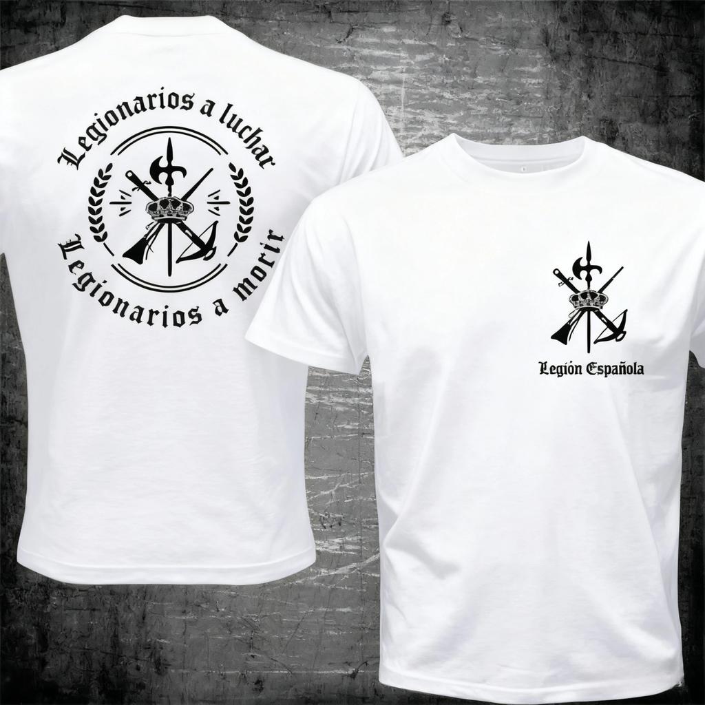 T-shirt en Coton Espagnol Legion Streetwear Vintage Mode Homme Décontractée Vêtement Emblème Militaire