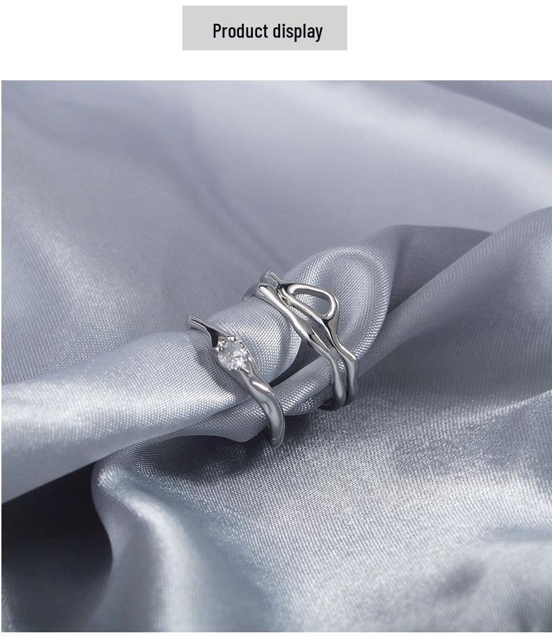 S999 Sterling Silver Unisex Couple Rings - Personalized, Cool, High-End Irregular Design, Openable Finger Rings