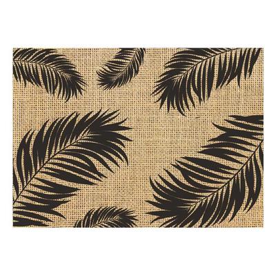 [Q4141] - Conjunto de telas de juta 'Jungle' bege preto - 42x30 cm