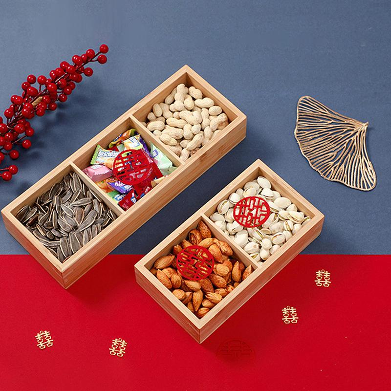 Creative Multi-Grid Tray  Pot Side Dish Plate Divider Tray Snack Plate Platter Nut Plate Wooden Box Saucer Tray
