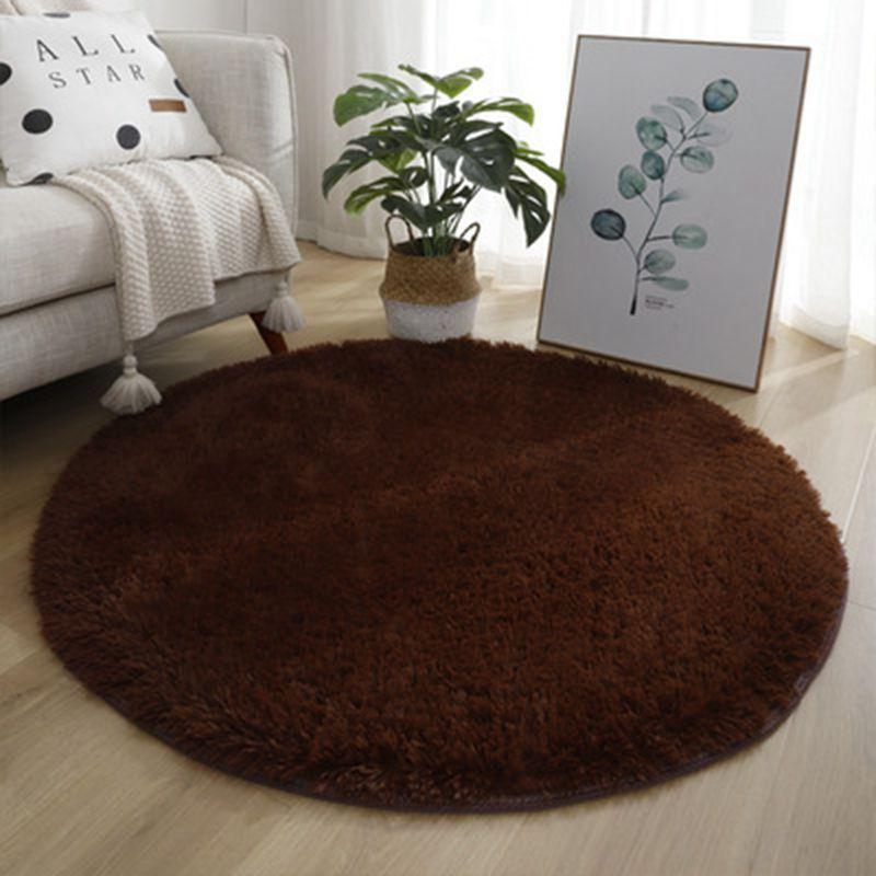 Green Round Fluffy Carpet For Kids Room Solid Plush Rug For Bedroom Room Soft Long Hair Floor Mat Circle Bathroom Cute Decoration Chair Mat