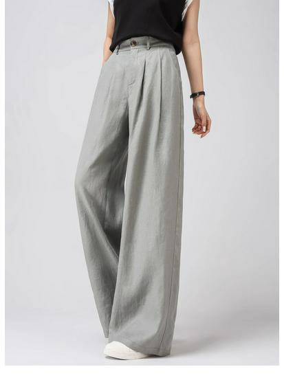 Women's 100% Linen Wide-Leg High-Waisted Loose Trousers, Summer 2026 Collection