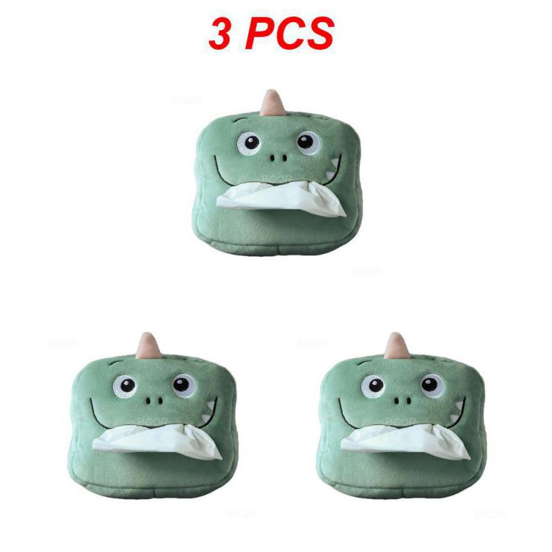 2/3/4 stk Søt Tegneserie Bil Tissueboks Plysj Serviett Holder Universal Auto Hjem Rom Papir Etui Dyredekorasjon Brakett