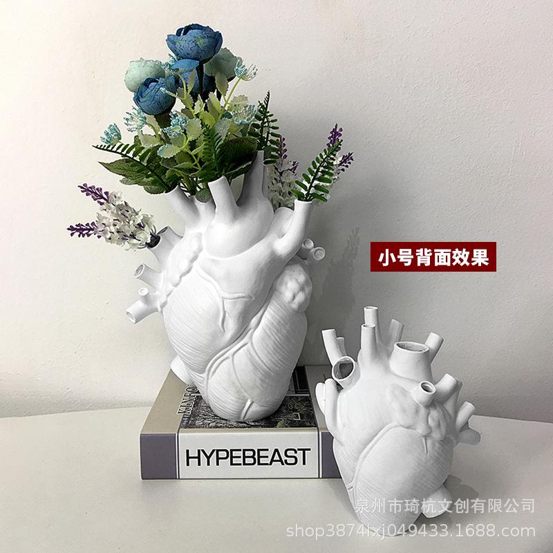 2021 Realistic Heart-Shaped Resin Flower Holder - New Version Home Desktop Decoration Small Heart - Pink