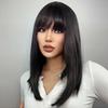Long Black Wig for Women Black Wig with Bangs Long Straight Black Wig Synthetic
