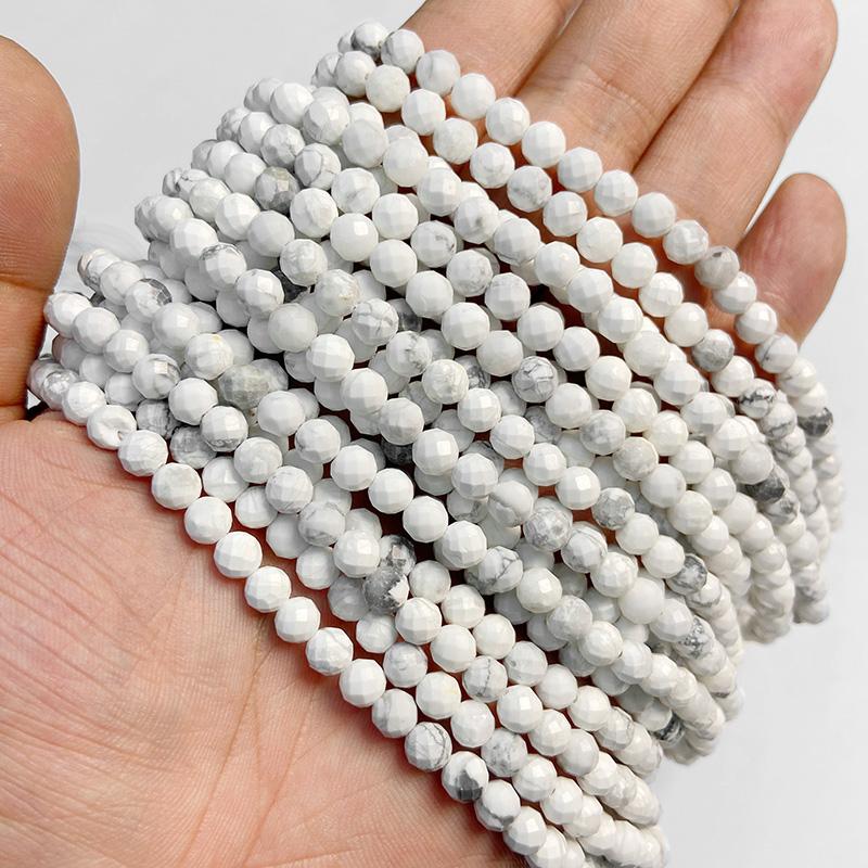 6MM Faceted Round Spacer Gem Stone Beads Loose Crystal Quartz Jaspers Bead For Beadwork Jewelry Making Women Bracelet Necklace
