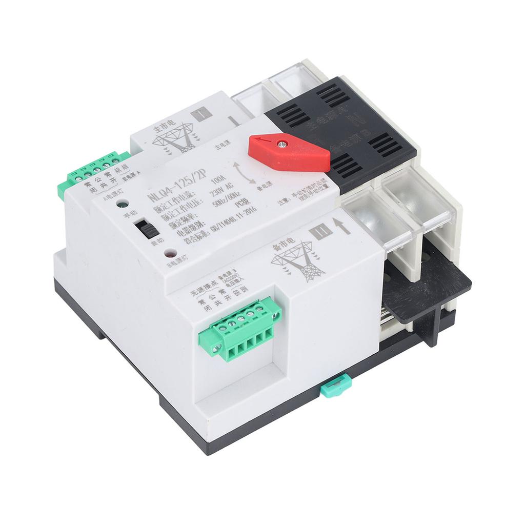 Transfer Switch Dual Power Fast Switching Automatic DIN Rail Mount 100A for Home