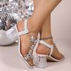 New Summer High Heels with Rhinestones for Plous-size Women