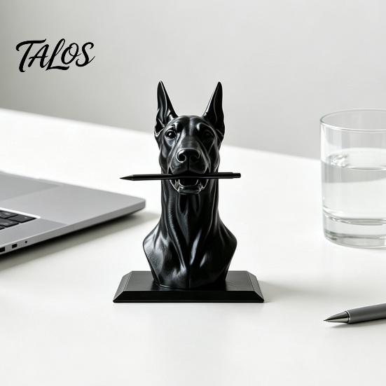 Modern Home Office Organizer Doberman Dog Shape Pen Holder, Creative Plastic Stationery Organizer, Artistic Workstation 3D Print Desktop Decoration,