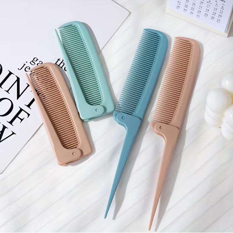3pcs Portable Folding Comb with a Pointed End, Hair Styling Comb, Suitable for Daily Use At Home and for Travel