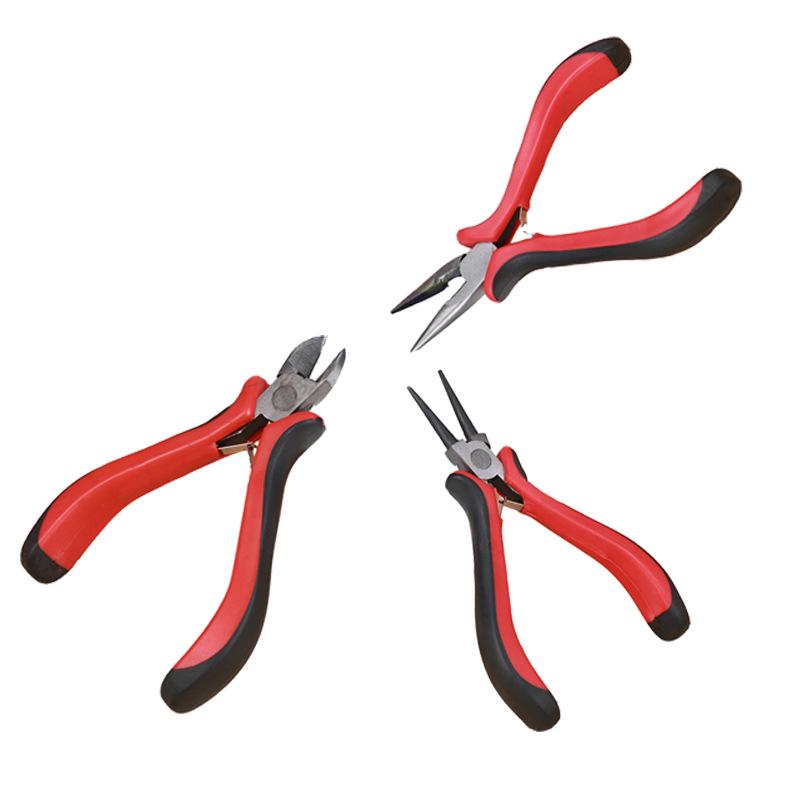 Stainless Steel Handmade Jewelry Tools: Needle Nose Pliers, Diagonal Pliers, Curved Needle Pliers for Bracelet and Necklace Making.