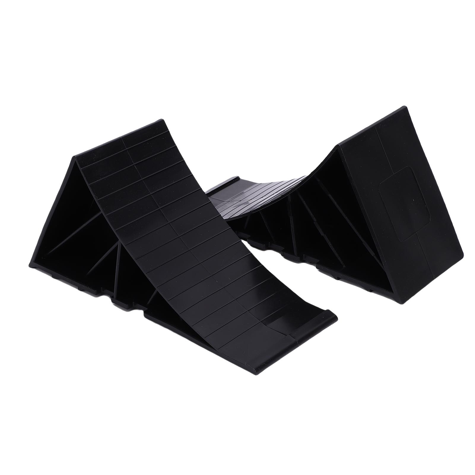 

2PCS Heavy Duty Black Wheel Chock PE Anti Slip High Stability Tire Blocks for Car Travel Trailers RV Truck ATV