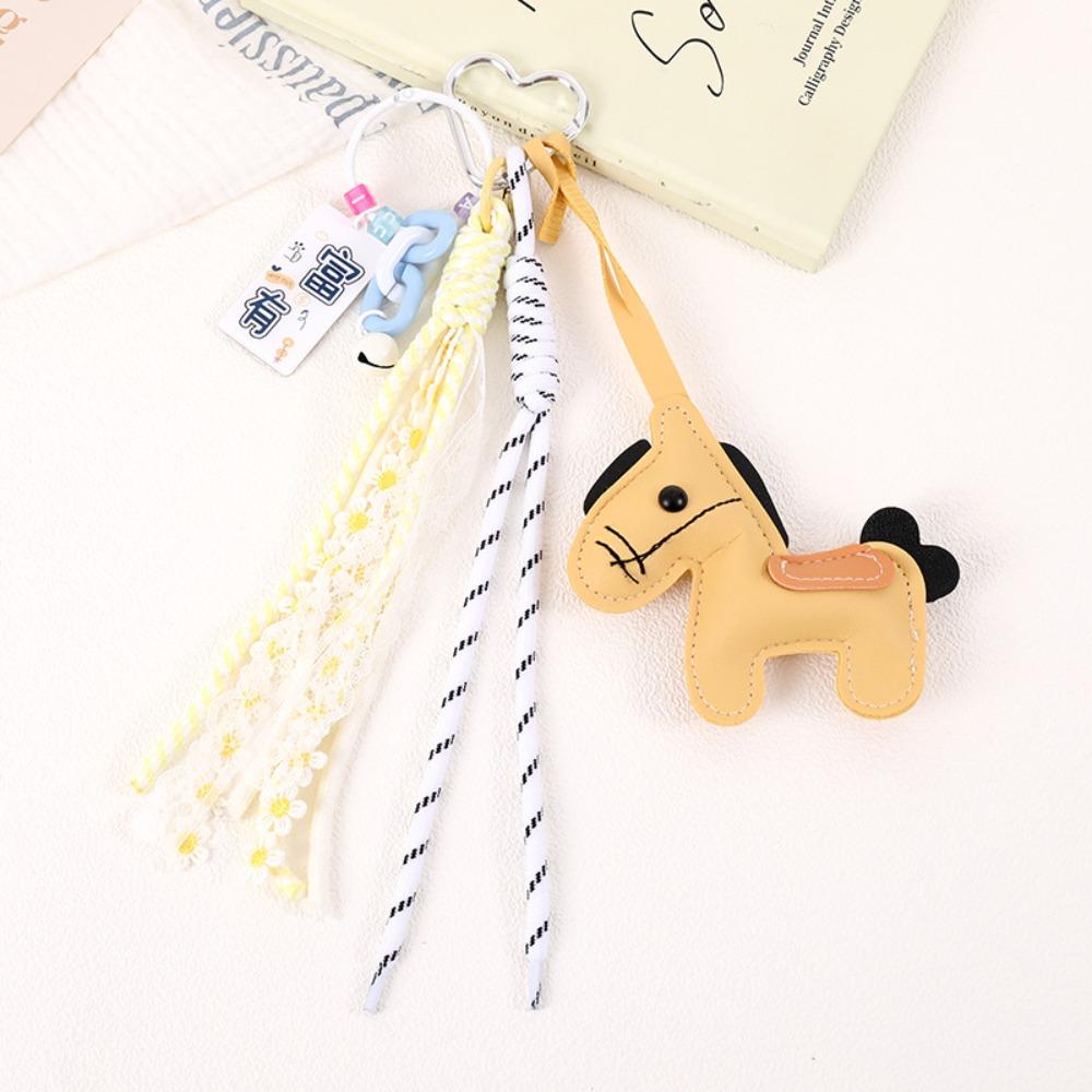 Cartoon Zodiac Pony Bag Pendant Leather Chinese New Year Gift Kawaii Horse Keychain  Backpack