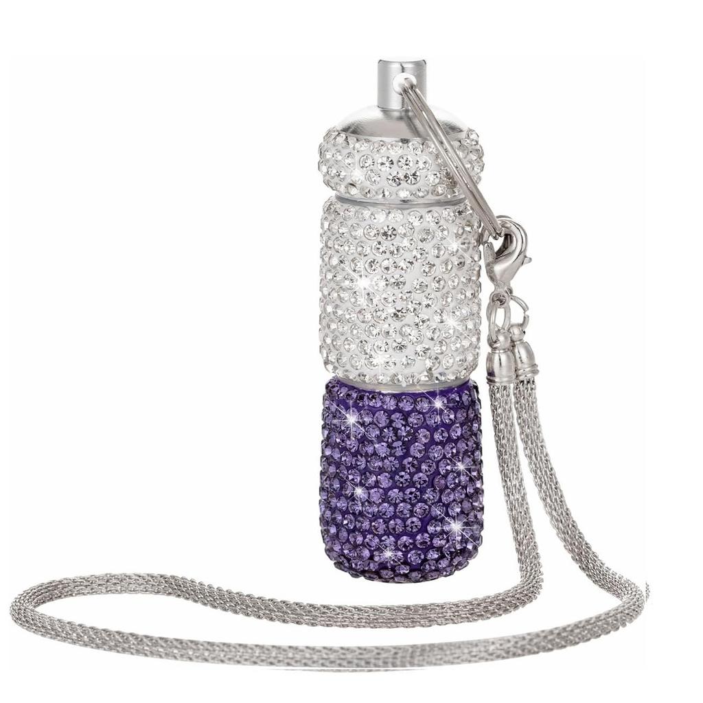 Bling Keychain Pill Box 2 Compartments Small Travel Pill Case Organizer Crystal Diamond Medicine Bottle Pill Bottle Keychain
