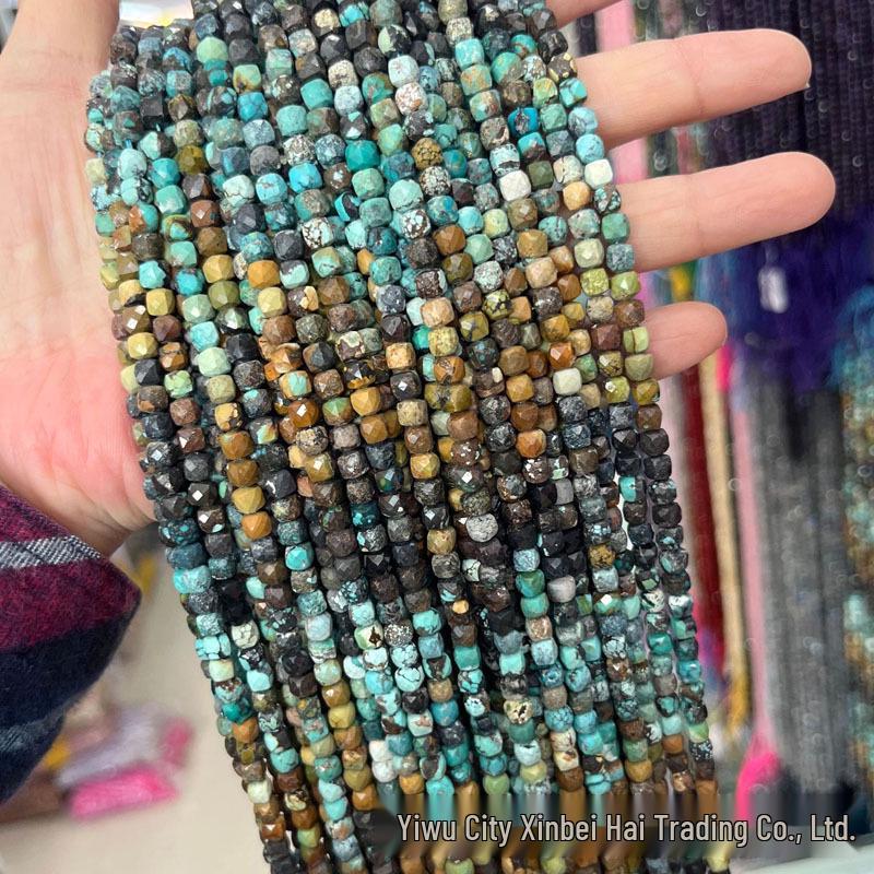 4x4mm Natural Stone Faceted Square Beads: Amethyst, Tourmaline, Garnet Jewelry Accessories