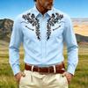 Men's Long Sleeve Button Down Shirt Print Turn-Down Collar Casual Top