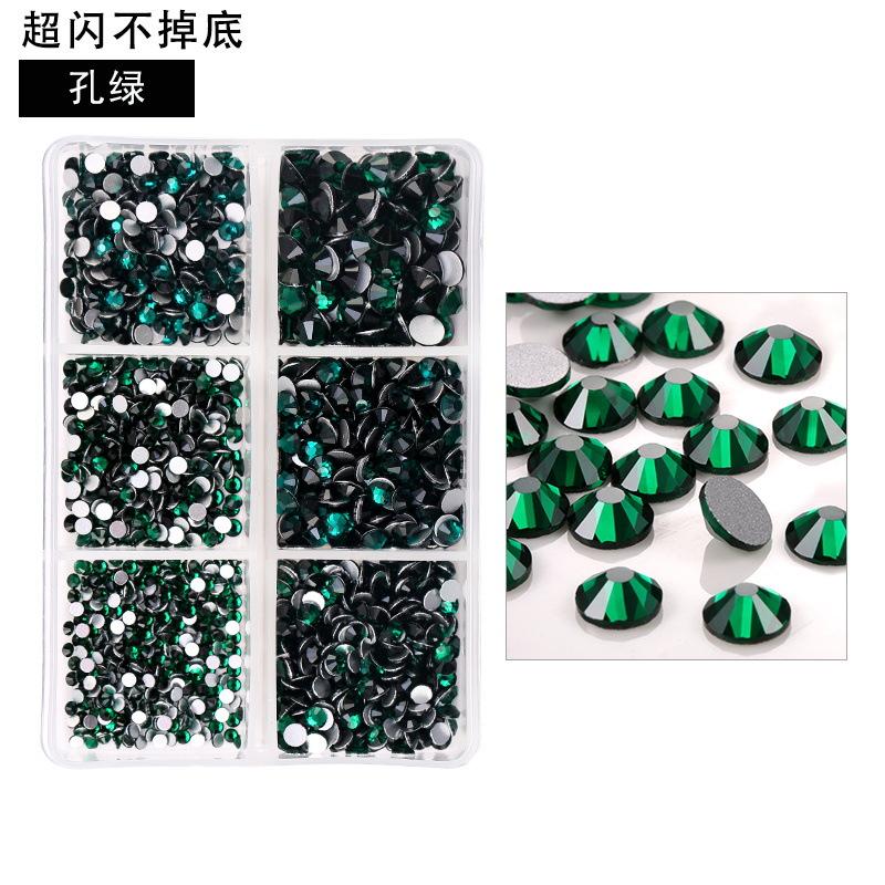 6-Grid Nail Art Diamond Box Ss6-Ss20 Large-Capacity Flat-Bottomed Rhinestone Set Diy Nail Jewelry Sticker Drill 1560 Pcs