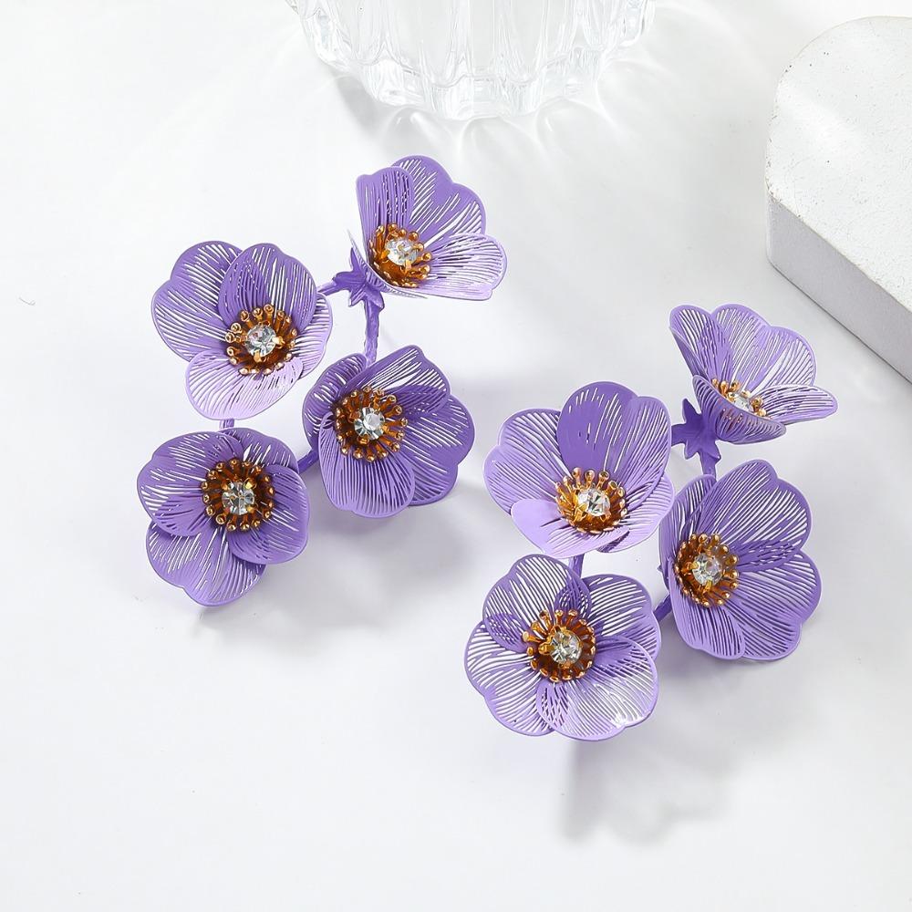 Luxury Exaggerated Flower Ear Drop Zinc Zinc Alloy Long Dangle Earrings Floral Tassel Earrings  Banquet