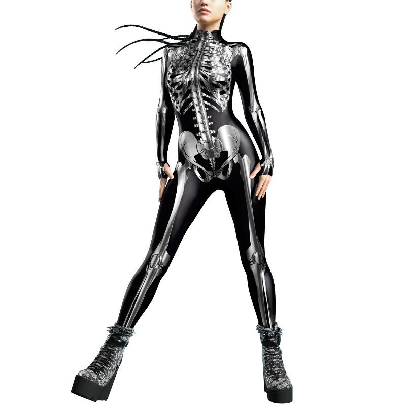 

Halloween Women s Tights Human Phnom Penh Skeleton Digital Printing onesie Women S
