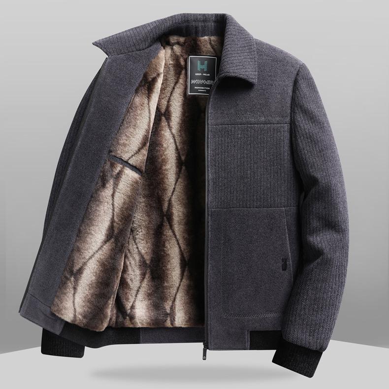 Plüsch-Chenille-Winterjacke für Herren für 50-Jährige - Lässiges warmes Oberteil für die Mitte des Lebens