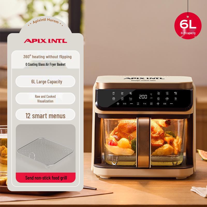 

2025 Multifunctional Transparent Air Fryer with No-Flip Glass Pot