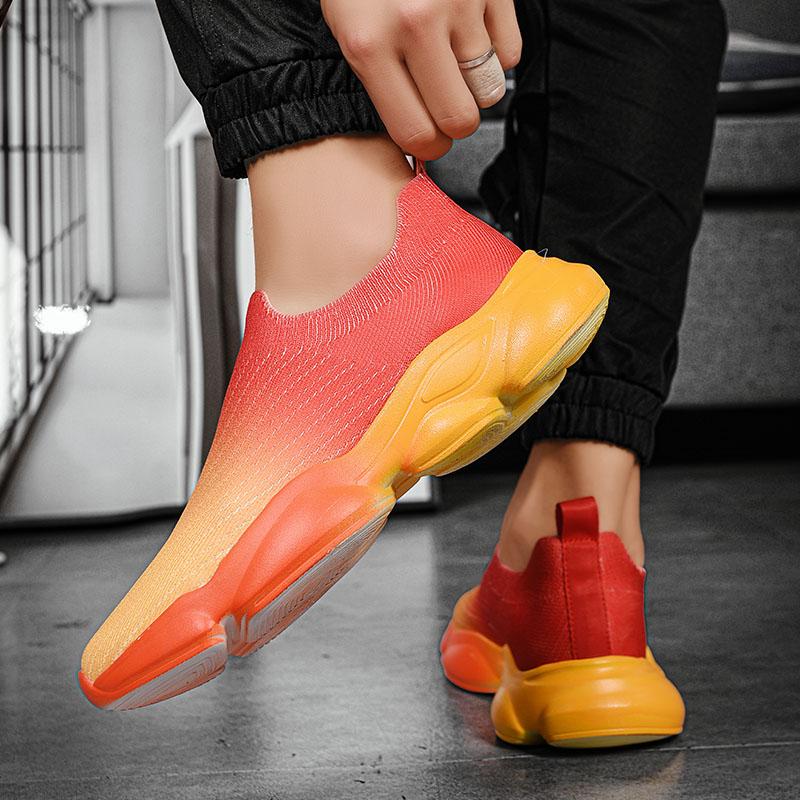 Fashion lightweight flying woven sports shoes for men low top breathable student youth fashion shoes for men running shoes