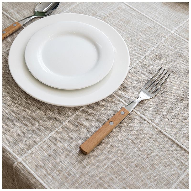 Waterproof Plaid Imitation Cotton And Linen Embroidery Fringed Lace Geometric Rectangular Dining Table Coffee Table Tablecloth Tablecloth